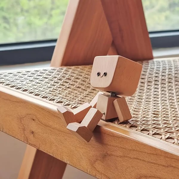Wooden Decorative Figure with Wobble Function and Interchangeable Faces