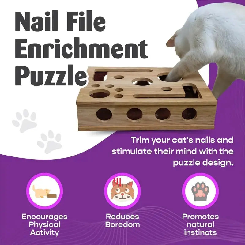 Interactive Cat Puzzle Toy – Treats and Natural Claw Care