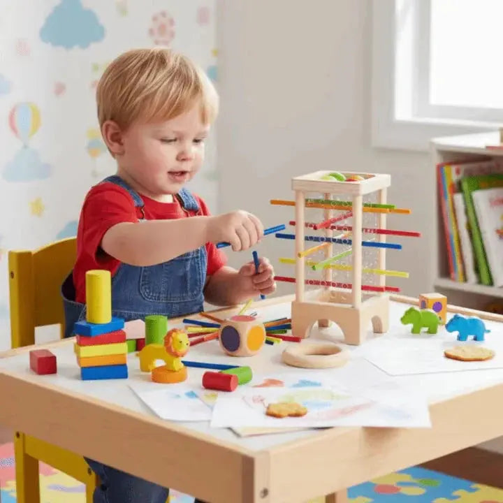 Concentration & Fine Motor Skills Development with Wooden Ball Tower