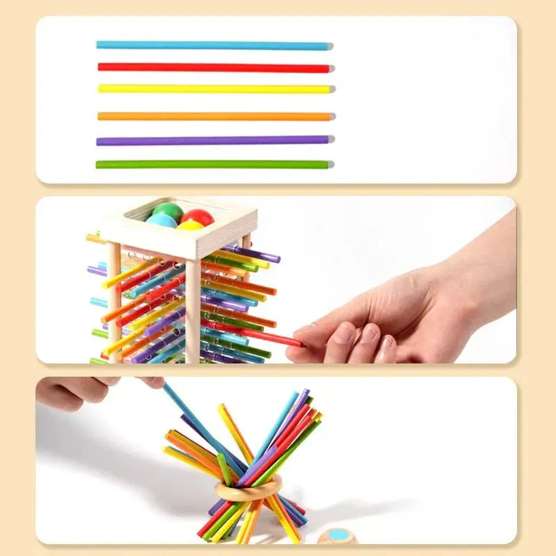 Concentration & Fine Motor Skills Development with Wooden Ball Tower