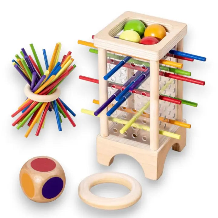 Concentration & Fine Motor Skills Development with Wooden Ball Tower