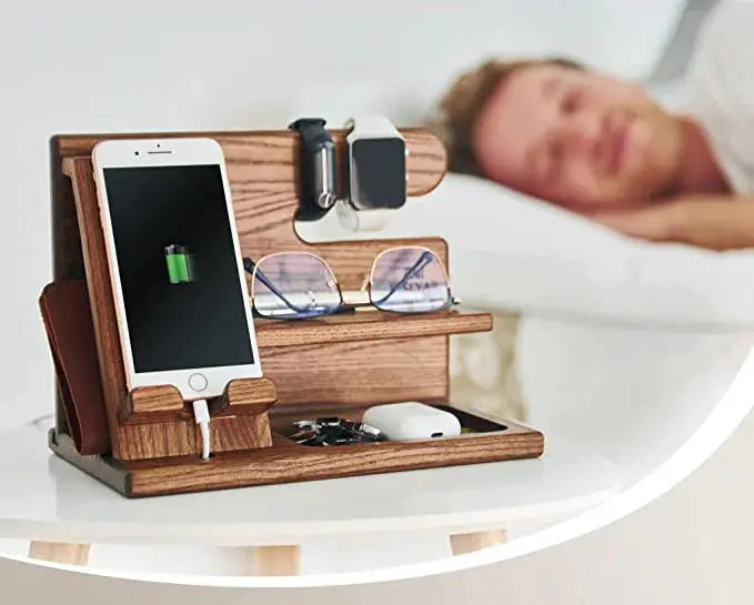 Desk Organizer in Wood – Holder for Phone, Glasses & Watch