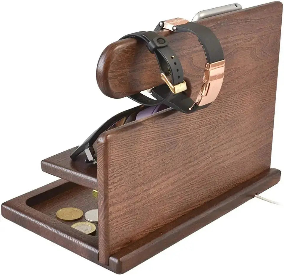 Desk Organizer in Wood – Holder for Phone, Glasses & Watch