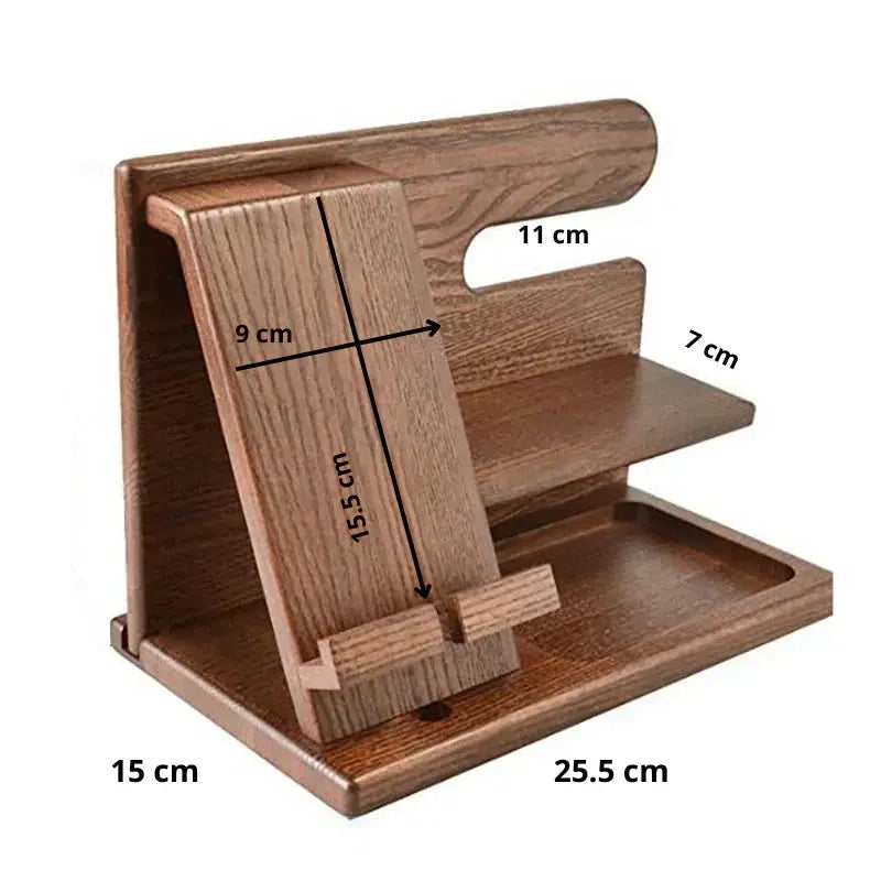Desk Organizer in Wood – Holder for Phone, Glasses & Watch