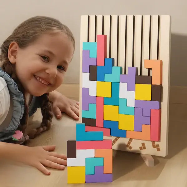Tetris Wooden Puzzle – Vibrant Construction Game for 5 Years and Older