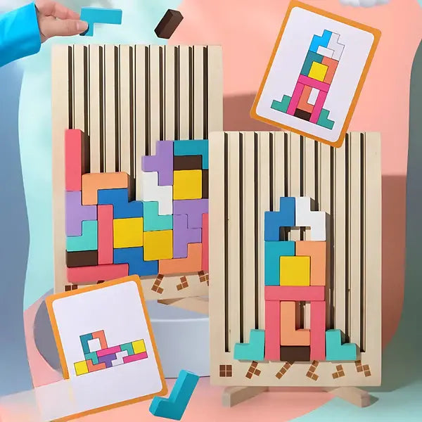 Tetris Wooden Puzzle – Vibrant Construction Game for 5 Years and Older