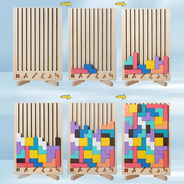 Tetris Wooden Puzzle – Vibrant Construction Game for 5 Years and Older