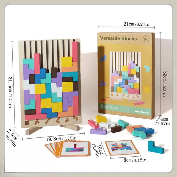 Tetris Wooden Puzzle – Vibrant Construction Game for 5 Years and Older