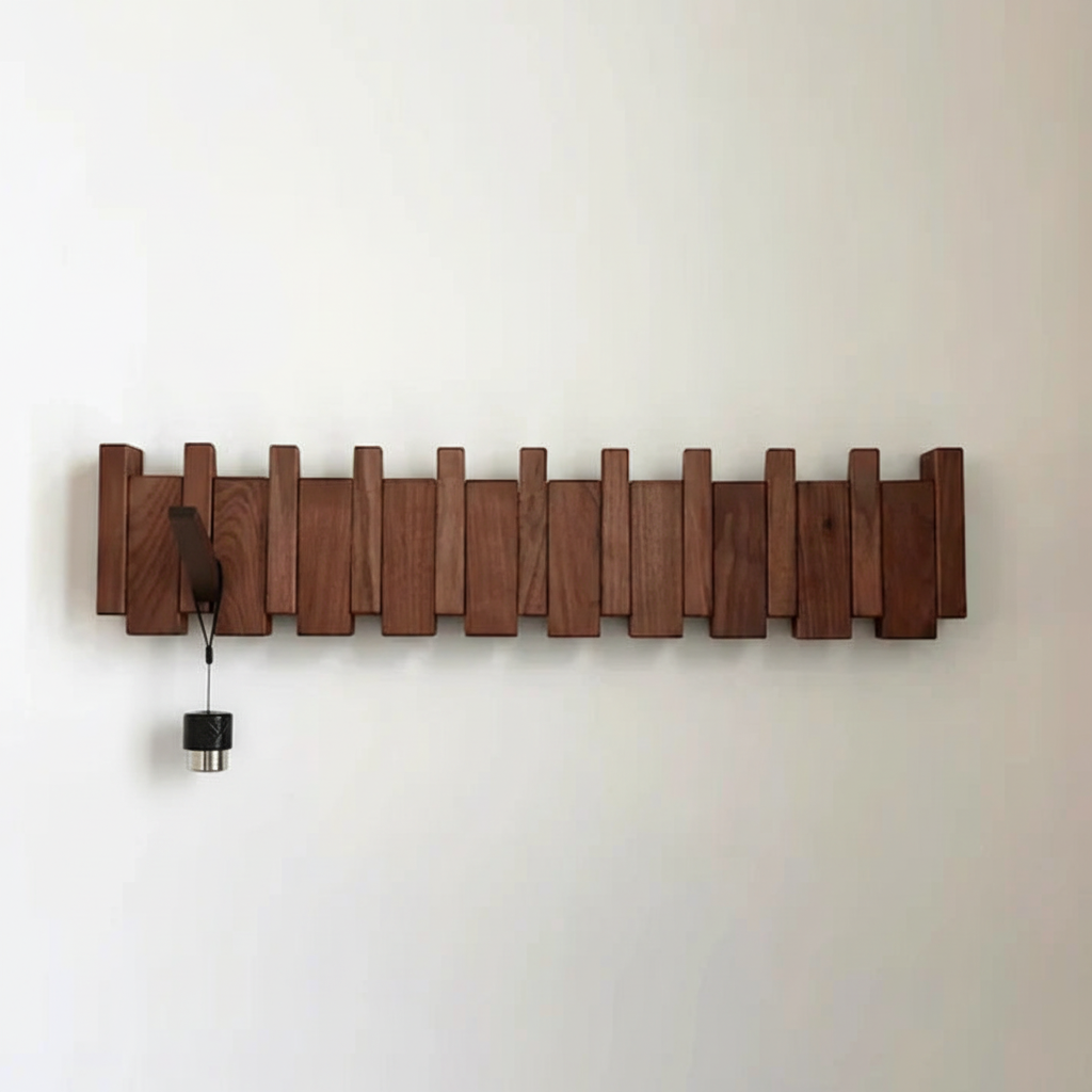 Piano-Style Wooden Coat Rack for Wall – 5 to 8 Hook Capacity