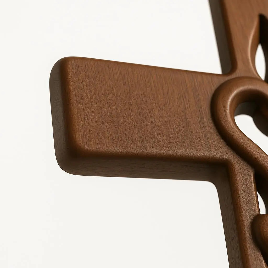 Hand-Carved Heart-Cross Wall Art - Easy to Hang Decor