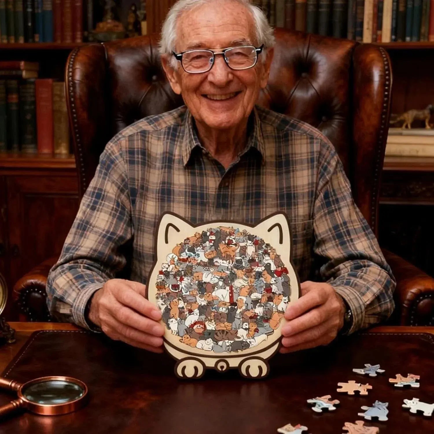 Cat-Shaped Wooden Jigsaw Puzzle – 135 Piece Set