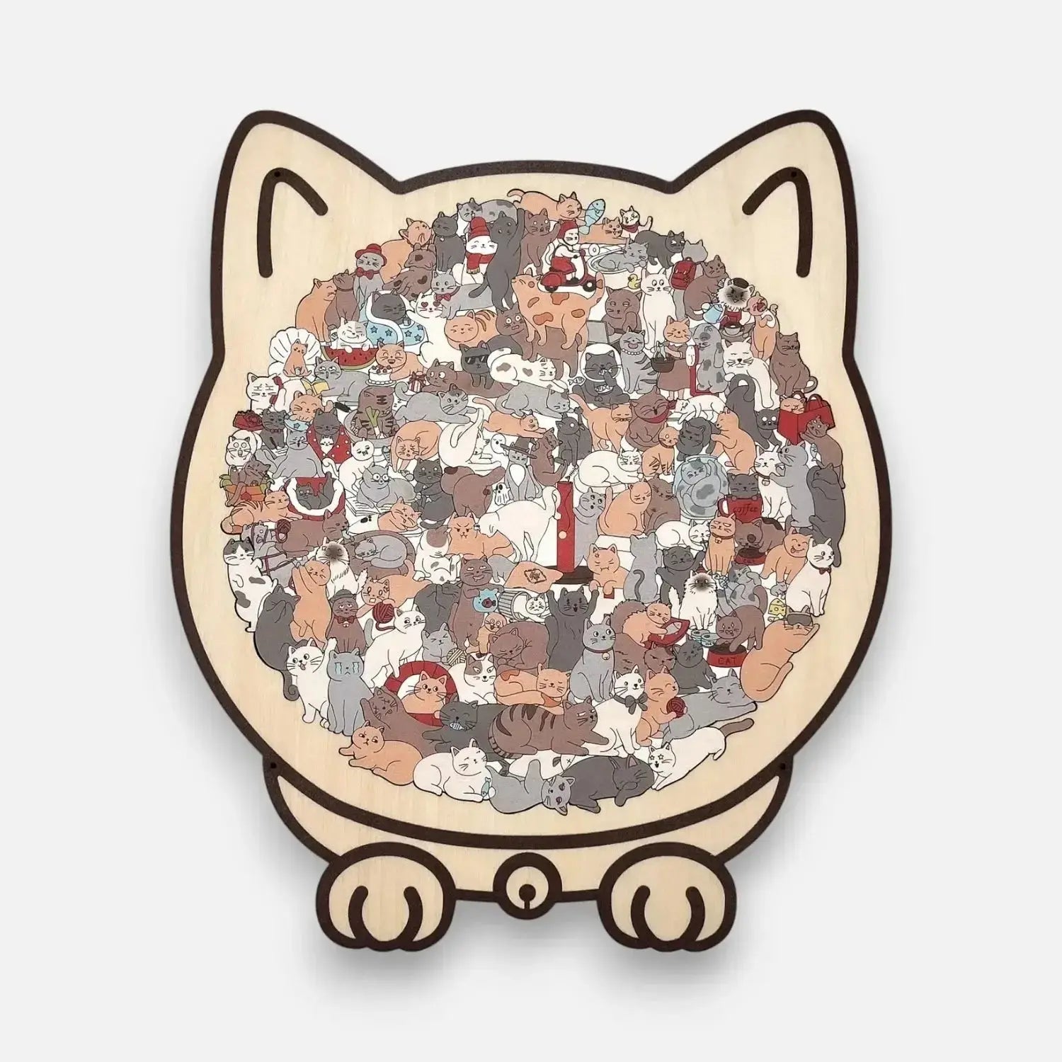 Cat-Shaped Wooden Jigsaw Puzzle – 135 Piece Set