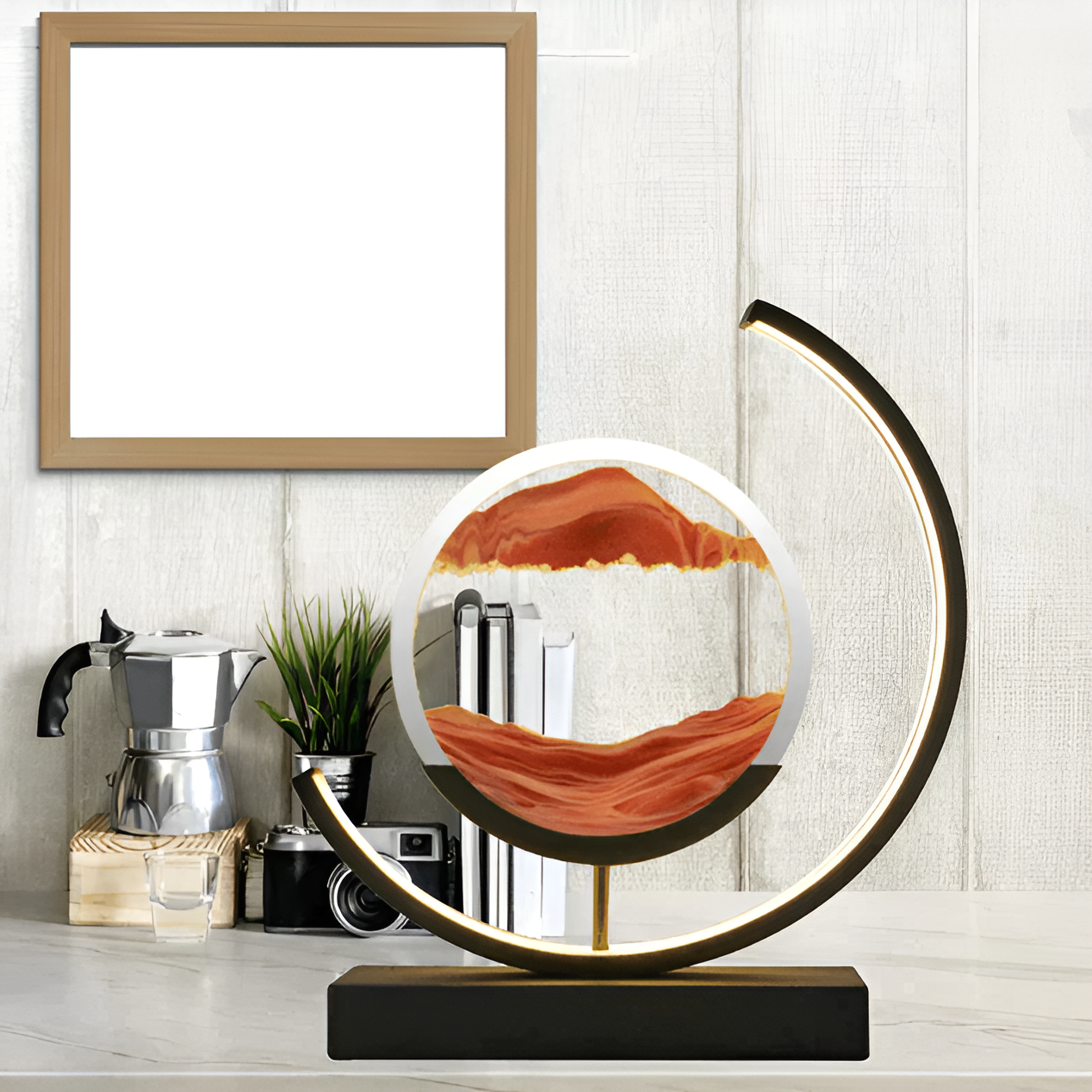 Dimmable LED Sand Lamp with Rotating Sand Sculpture Design