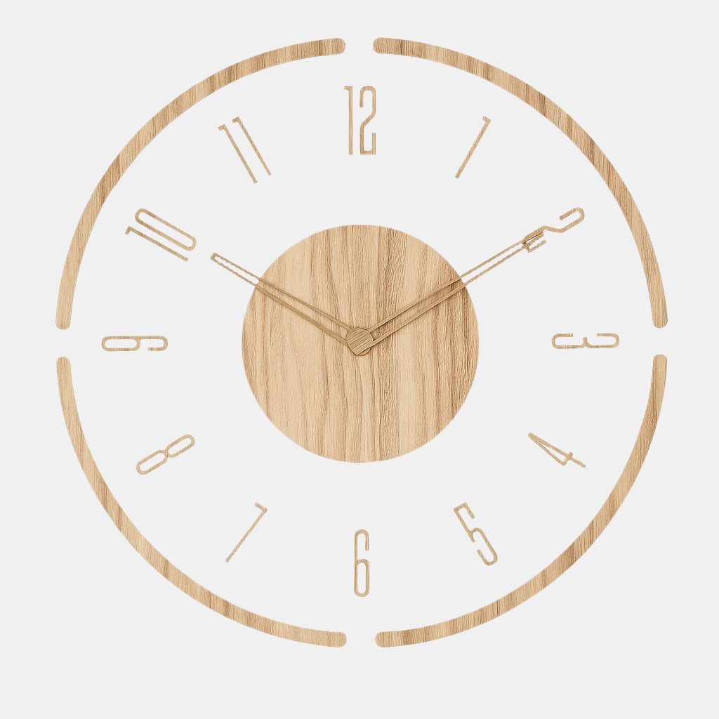 Silent Movement Round Wooden Wall Clock