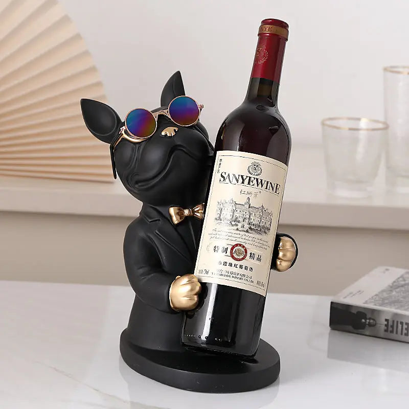 Handcrafted Dog Figurine Wine Glass Holder – Decorative Table Accent