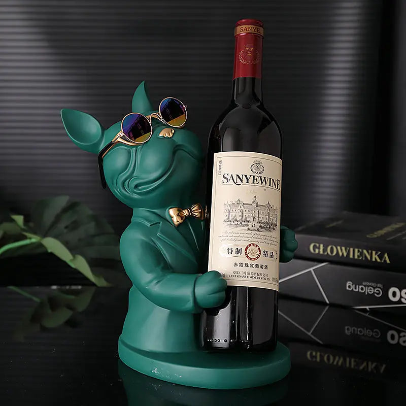Handcrafted Dog Figurine Wine Glass Holder – Decorative Table Accent