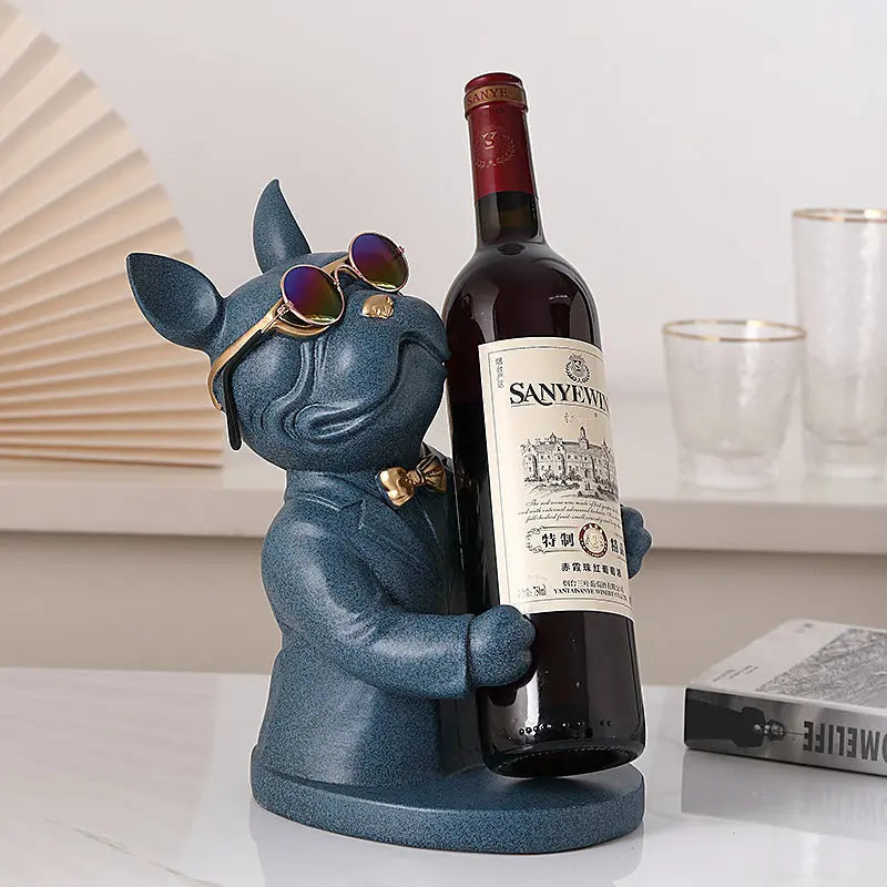 Handcrafted Dog Figurine Wine Glass Holder – Decorative Table Accent