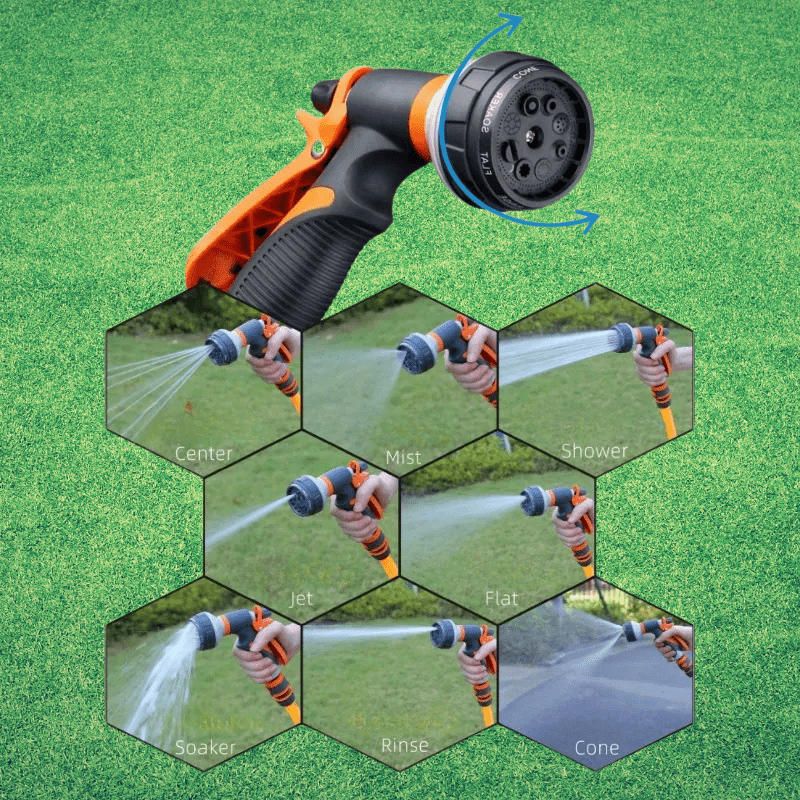 Ergonomic Garden Hose Sprayer with 8 Adjustable Pressure Settings