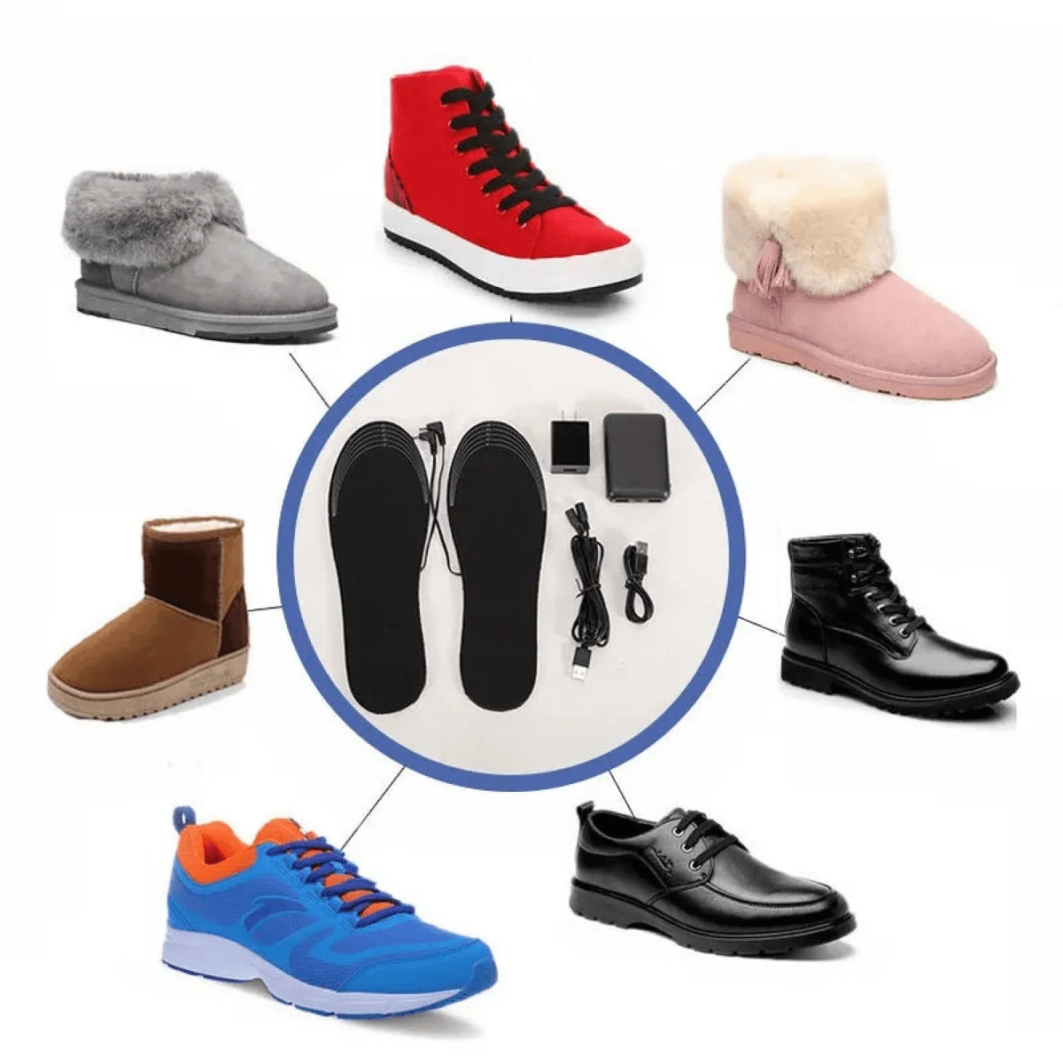 Adjustable Temperature Control Heated Insoles for Outdoor Use