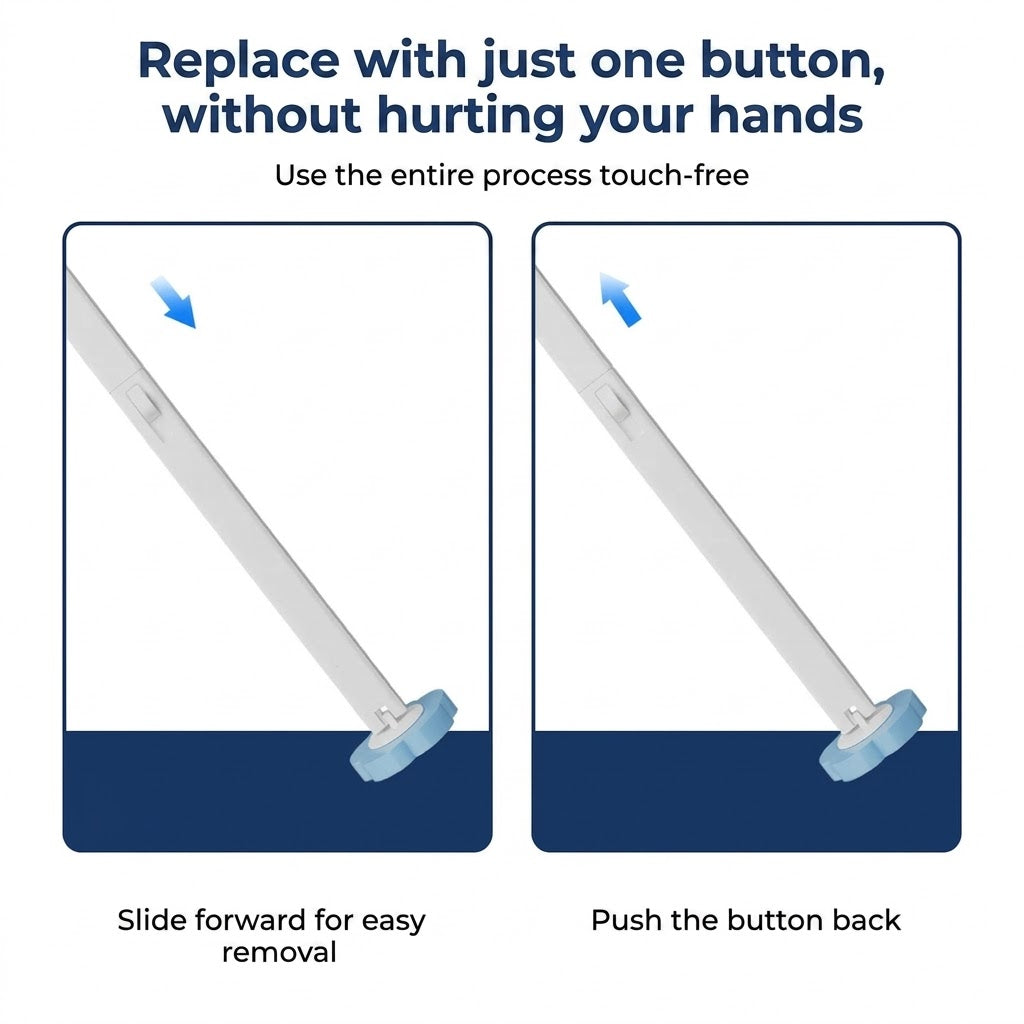 Antibacterial Disposable Toilet Brush with Hygienic Sponge Heads