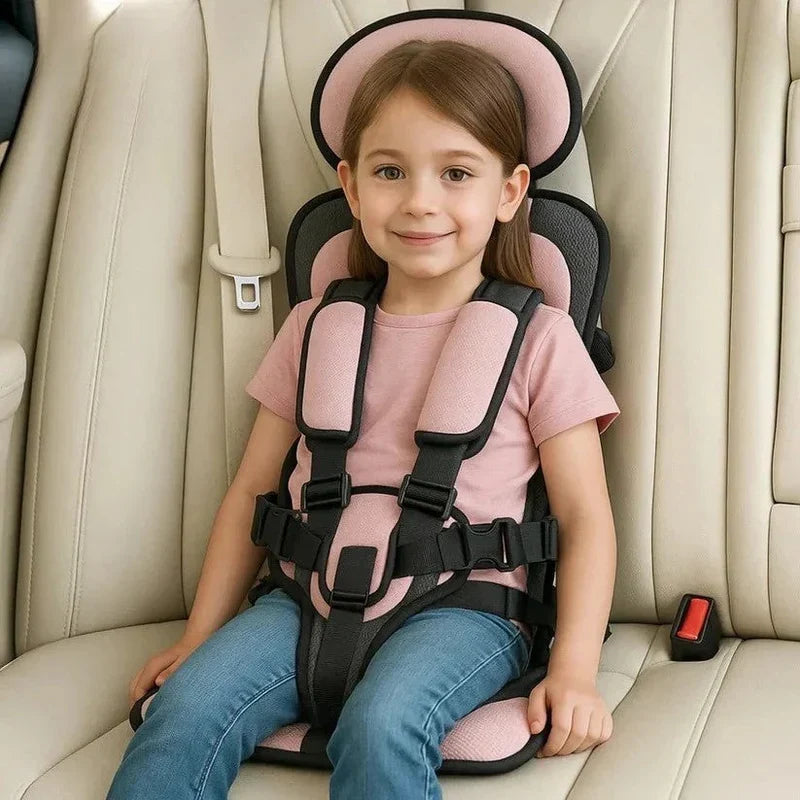Portable Child Car Seat with Five-Point Safety Harness for Travel