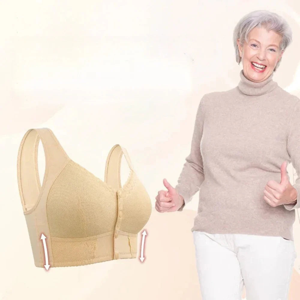 Soft Cotton Wireless Bra with Front Closure for Easy Wear