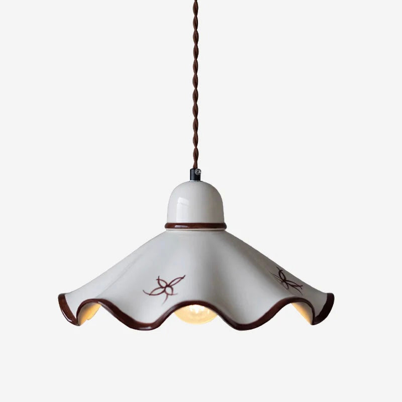 Adjustable Cord Pendant Light in Pleated Matte Ceramic Design