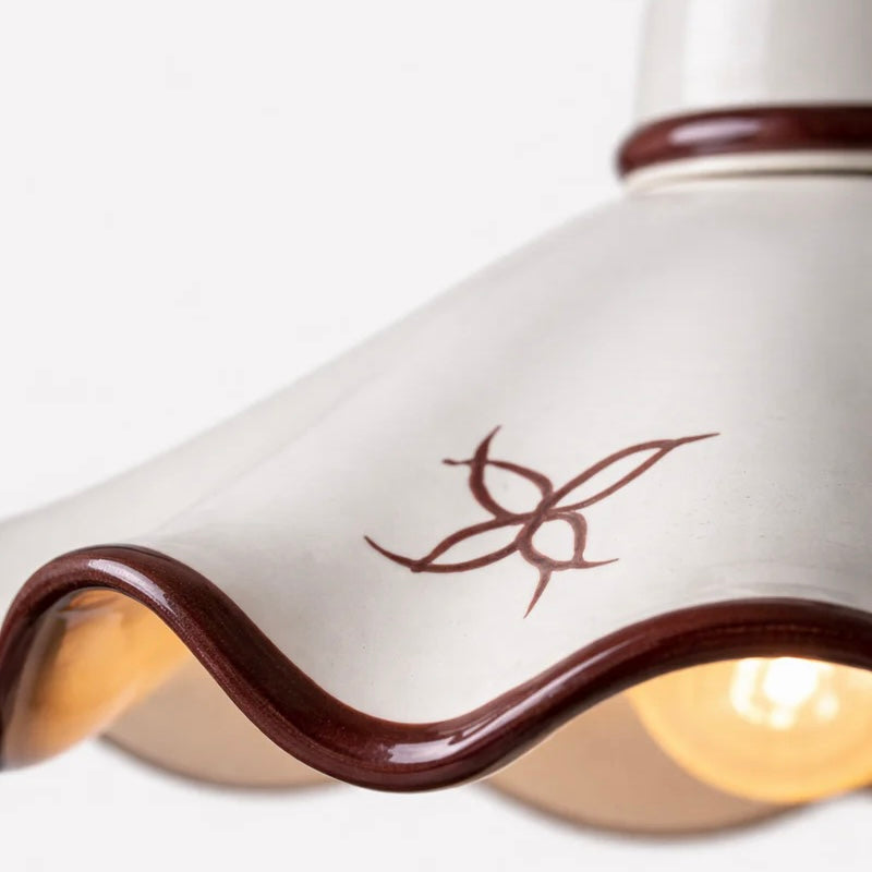 Adjustable Cord Pendant Light in Pleated Matte Ceramic Design