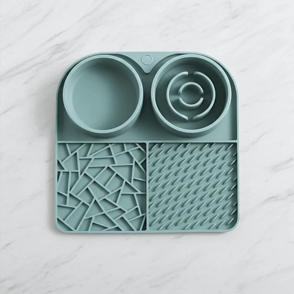 Pet Feeding Mat Set - Slow Feeder, Lick Mat, and Water Bowl