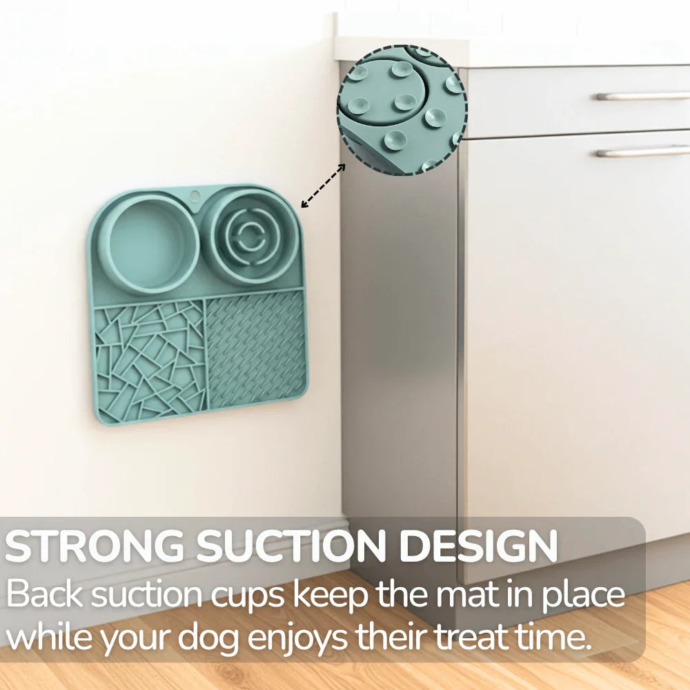 Pet Feeding Mat Set - Slow Feeder, Lick Mat, and Water Bowl