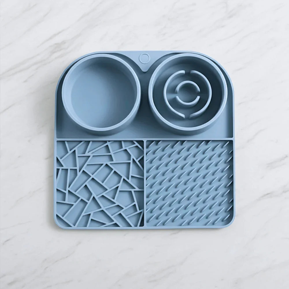 Pet Feeding Mat Set - Slow Feeder, Lick Mat, and Water Bowl