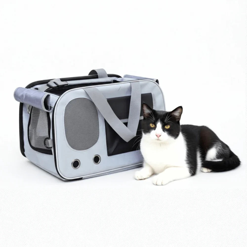 Ventilated Mesh Cat Travel Carrier for Easy Transport