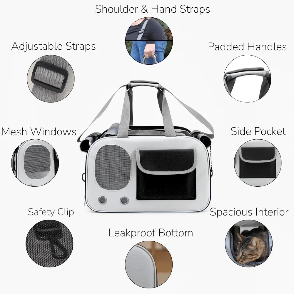 Ventilated Mesh Cat Travel Carrier for Easy Transport