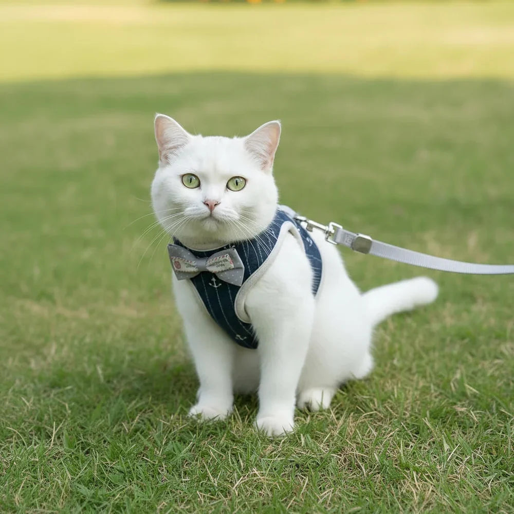 Adjustable Soft Mesh Cat Leash and Harness Set