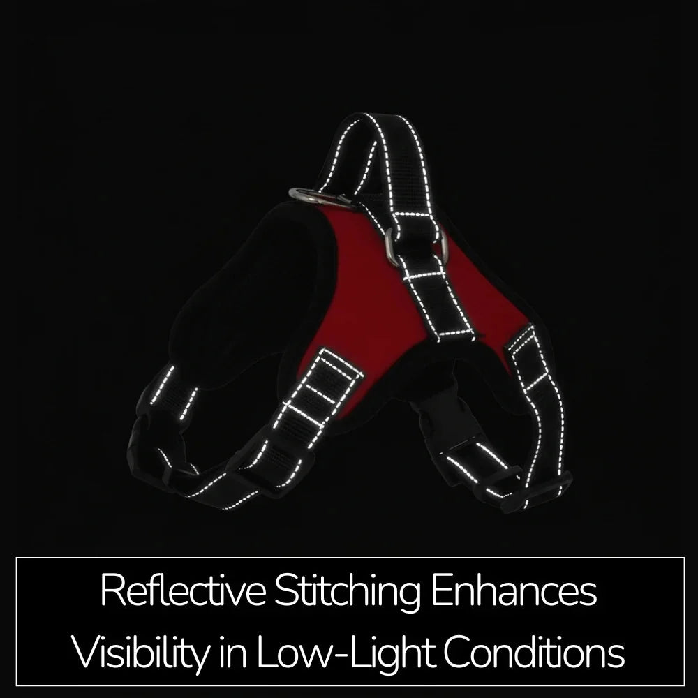 Mesh-Lined Dog Harness for Walking with Reflective Straps and Handle