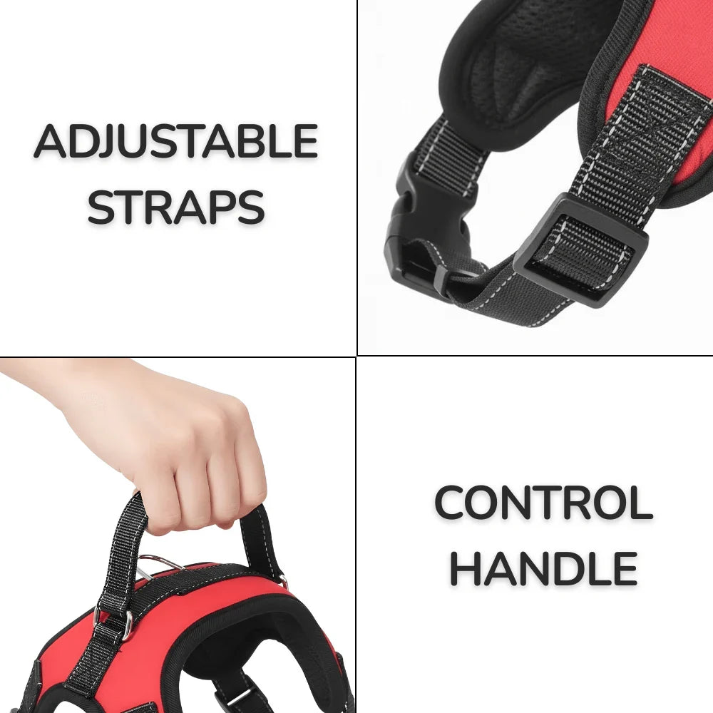 Mesh-Lined Dog Harness for Walking with Reflective Straps and Handle