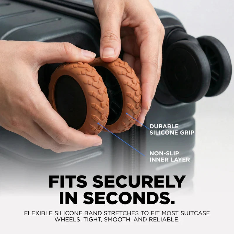 Set of 8 Silicone Wheel Covers for Luggage with Shock Absorption