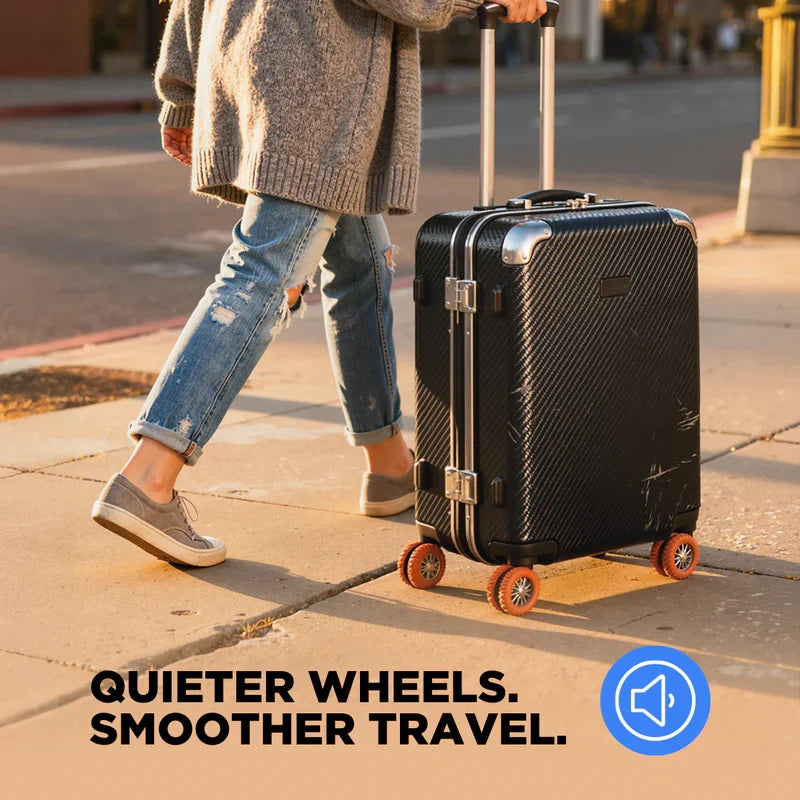 Set of 8 Silicone Wheel Covers for Luggage with Shock Absorption