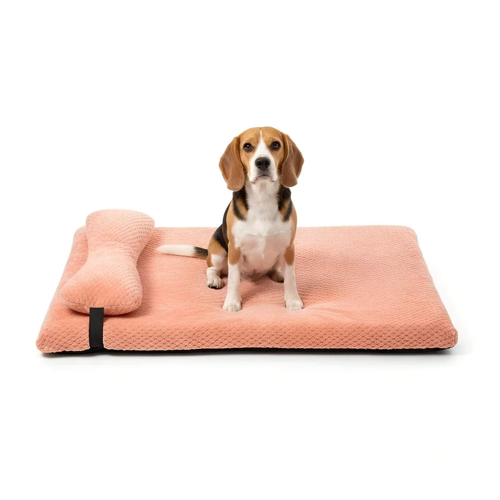 Washable Fleece Dog Bed with Pillow and Supportive Design