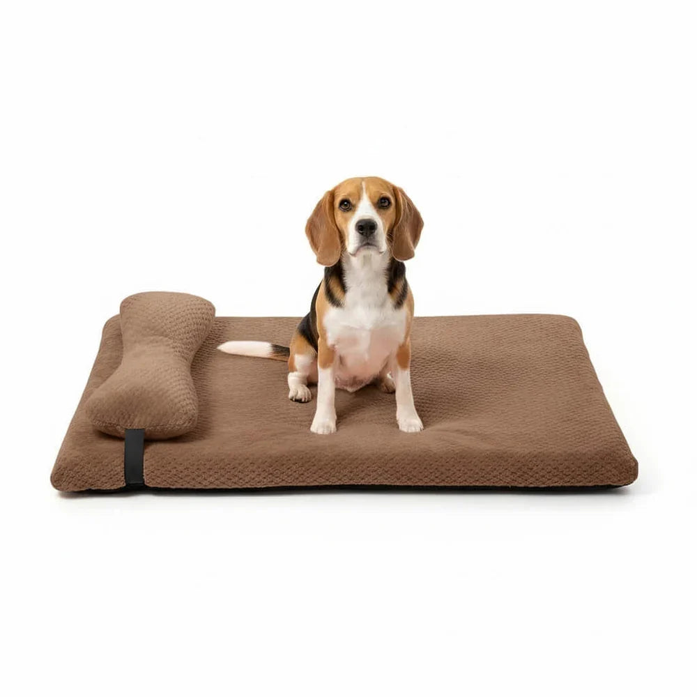 Washable Fleece Dog Bed with Pillow and Supportive Design