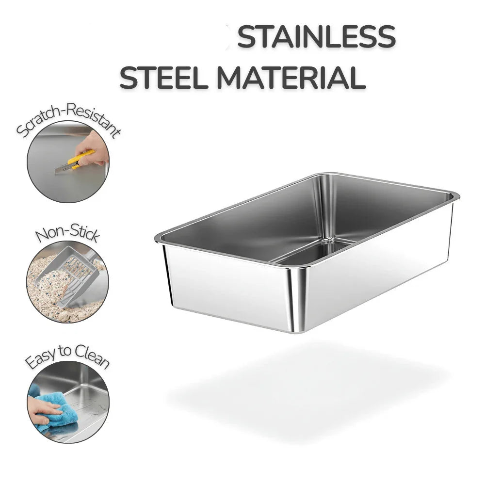 Flip-Top Stainless Steel Cat Litter Box