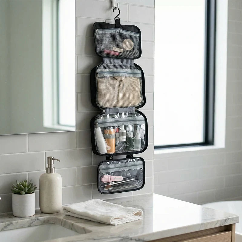 Multi-Compartment Hanging Organizer for Toiletries