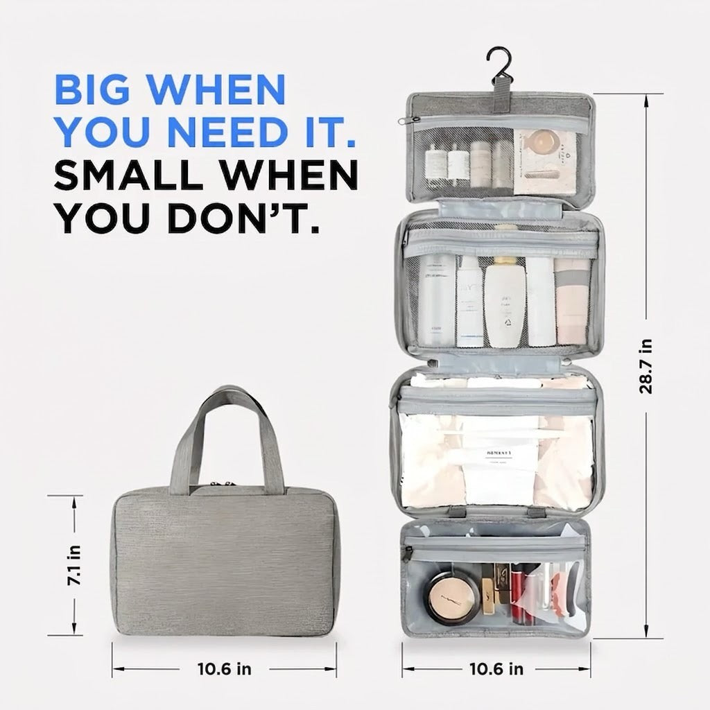Multi-Compartment Hanging Organizer for Toiletries