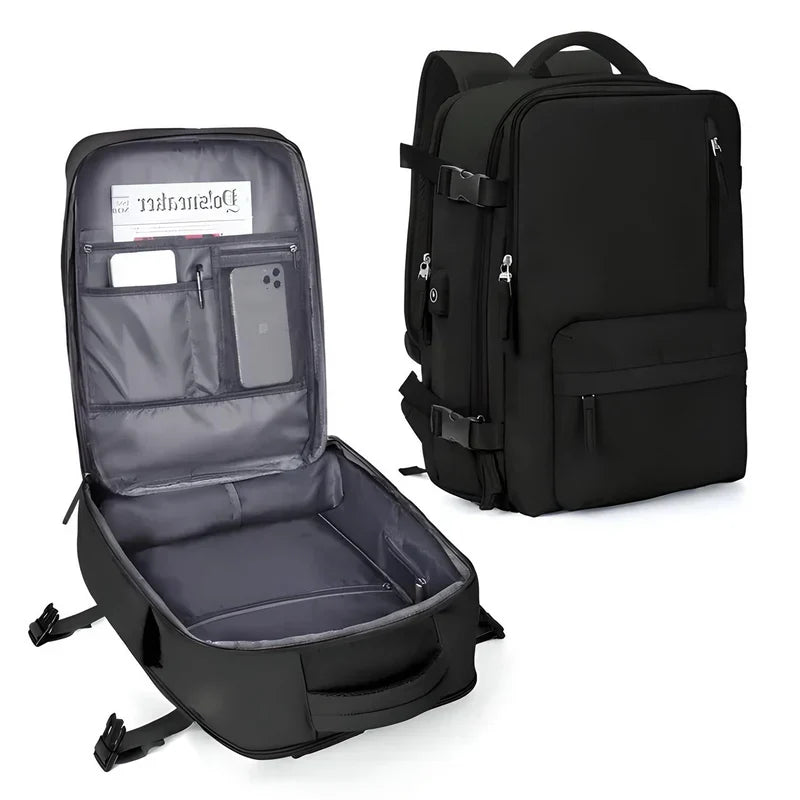 Flat Lay Design Expandable Travel Backpack for Carry-On Use