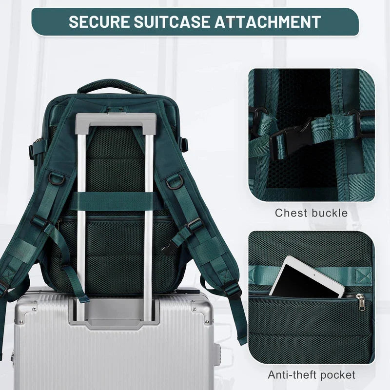 Flat Lay Design Expandable Travel Backpack for Carry-On Use
