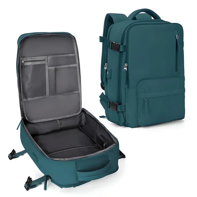 Flat Lay Design Expandable Travel Backpack for Carry-On Use