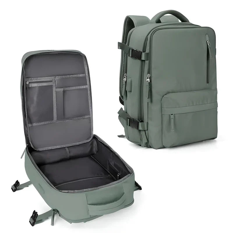 Flat Lay Design Expandable Travel Backpack for Carry-On Use