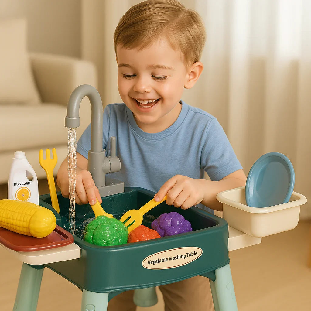Play Kitchen Set for Kids with Accessories, Sink, and Storage