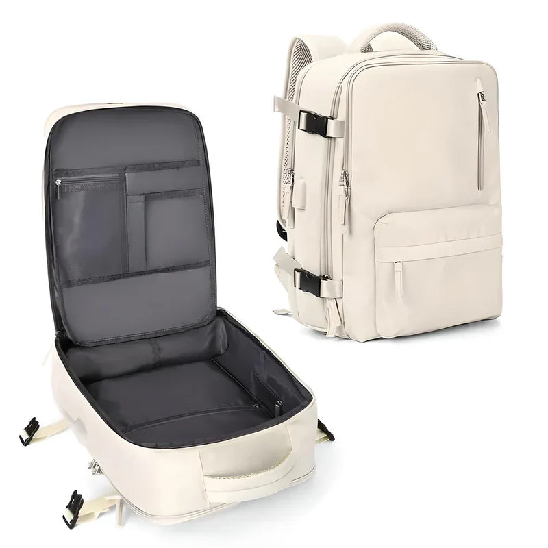Flat Lay Design Expandable Travel Backpack for Carry-On Use