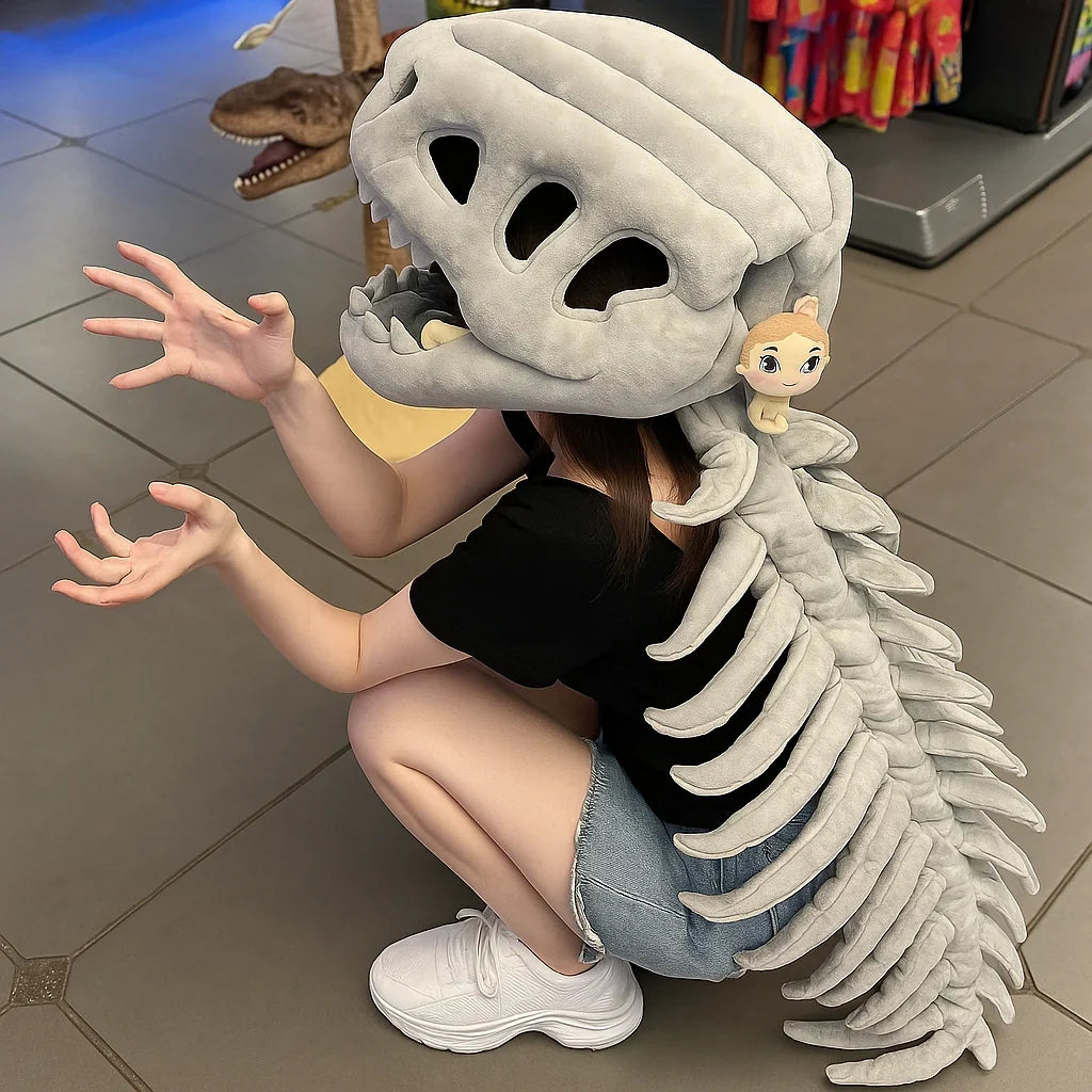 Adjustable Plush Dinosaur Skeleton Outfit for Children